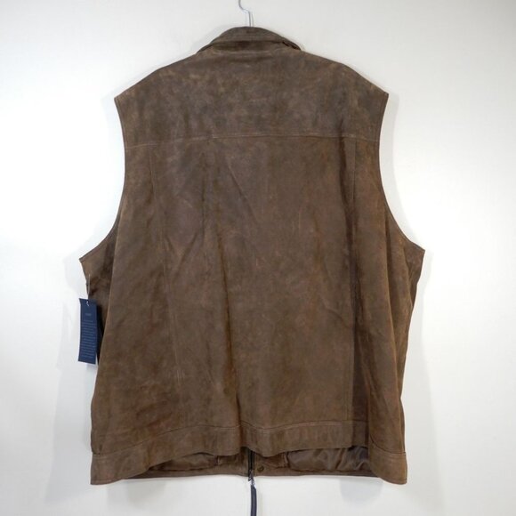 ROUNDTREE & YORKE Men’s Suede Leather Stand Collar VEST Size 4XT Brown NEW $350 - Picture 7 of 8